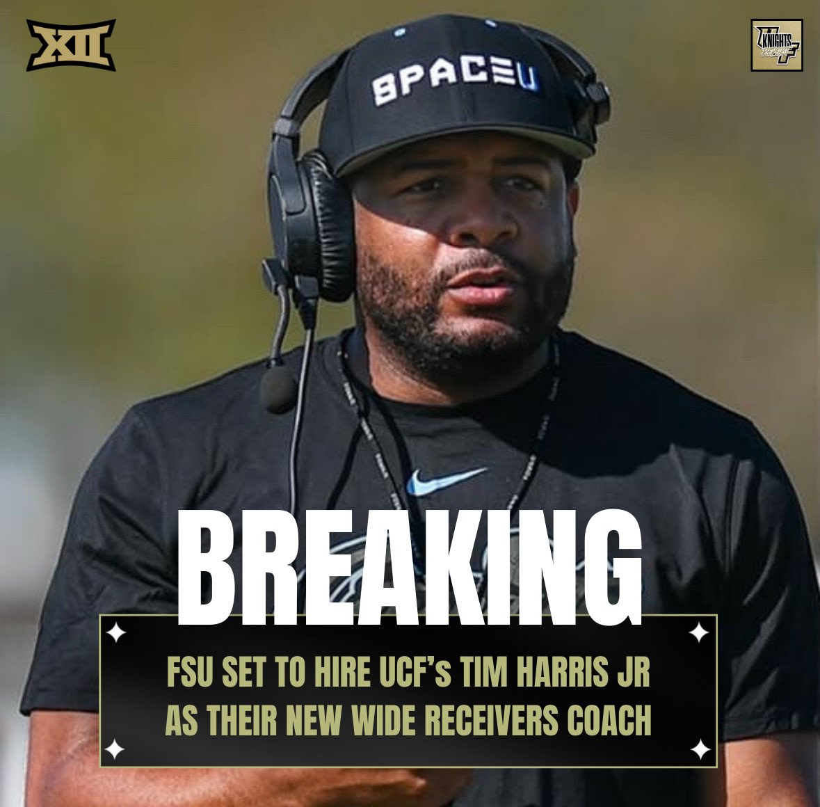 ucfreport's tweet photo. 🚨 BREAKING 🚨

Gus Malzhan seems to have also taken former co-offensive coordinator Tim Harris Jr to take over as FSU’s new WR coach. 

#ucfreport https://t.co/cTdxIKnYFj