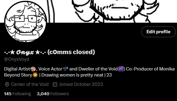 OnyxVoyd's tweet image. WE HIT 3K!!! Thank you all so much for the crazy support, it's unreal. Never thought I'd be here! I wanted to do a 3k special but it happened so quick I have nothing AAAAAAAA!!!!
