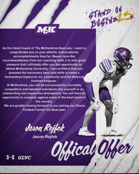 Nathan Maxson (@nathanmaxson87) on Twitter photo Thanks to <a href="/CoachClemmensen/">Cody Clemmensen</a> and <a href="/CoachHoleton/">Nick Holeton</a> for coming to KHS today to speak with me. Also happy to announce I have received an offer to play at <a href="/Mckendree_FB/">McKendree Football</a>. <a href="/CoachRejfek/">Jason Rejfek</a> <a href="/KirkwoodFB/">Kirkwood Football</a> <a href="/jmac___19/">Jeremy Maclin</a> <a href="/JPRockMO/">JP Rock</a> <a href="/GSV_STL/">Gateway Sports Venue</a>
<a href="/6starfootballMO/">Six Star Football | MISSOURI</a> <a href="/PrepRedzoneMO/">Prep Redzone Missouri</a> <a href="/BrendanThompsn/">Brendan Thompson, PT, DPT</a> Thanks to <a href="/CoachClemmensen/">Cody Clemmensen</a> and <a href="/CoachHoleton/">Nick Holeton</a> for coming to KHS today to speak with me. Also happy to announce I have received an offer to play at <a href="/Mckendree_FB/">McKendree Football</a>. <a href="/CoachRejfek/">Jason Rejfek</a> <a href="/KirkwoodFB/">Kirkwood Football</a> <a href="/jmac___19/">Jeremy Maclin</a> <a href="/JPRockMO/">JP Rock</a> <a href="/GSV_STL/">Gateway Sports Venue</a>
<a href="/6starfootballMO/">Six Star Football | MISSOURI</a> <a href="/PrepRedzoneMO/">Prep Redzone Missouri</a> <a href="/BrendanThompsn/">Brendan Thompson, PT, DPT</a>
