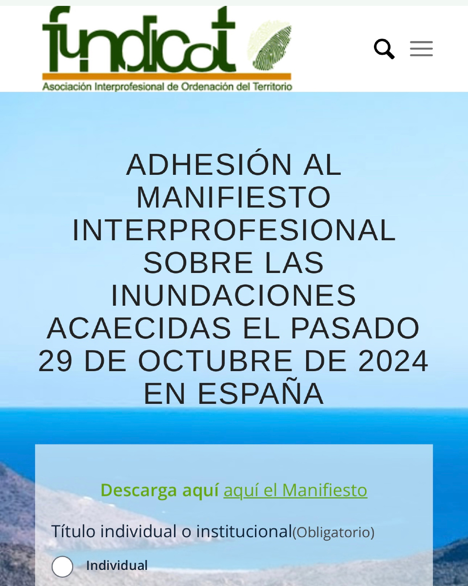 Ya son más de 100 las adhesiones al MANIFIESTO INTERPROFESIONAL SOBRE LAS INUNDACIONES ACAECIDAS EL PASADO 29 DE OCTUBRE DE 2024 EN ESPAÑA

Puedes descargarlo y participar desde aquí:

s.mtrbio.com/fmzldvchku