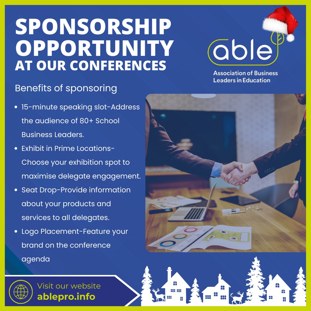 ABLE (@able_pro1) on Twitter photo π ABLE Sponsorships π
Showcase your brand to 80+ School Business Leaders!
π― Perks:
π Logo on agenda
π Prime exhibition space
π App ads
π 15-min speaking slot
π Guide editorial
π Lunch for 2
π§ exhibitions@able-pro.co.uk
#ABLE #Sponsorship #Education #Networking π ABLE Sponsorships π
Showcase your brand to 80+ School Business Leaders!
π― Perks:
π Logo on agenda
π Prime exhibition space
π App ads
π 15-min speaking slot
π Guide editorial
π Lunch for 2
π§ exhibitions@able-pro.co.uk
#ABLE #Sponsorship #Education #Networking