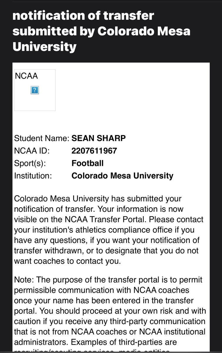 s_sharp5's tweet image. I have decided that I will be entering the transfer portal. I want to thank Colorado Mesa and the coaching staff for giving me the opportunity and experience that I have gotten. 

6’1 
180 
CB
1 year of eligibility + redshirt
