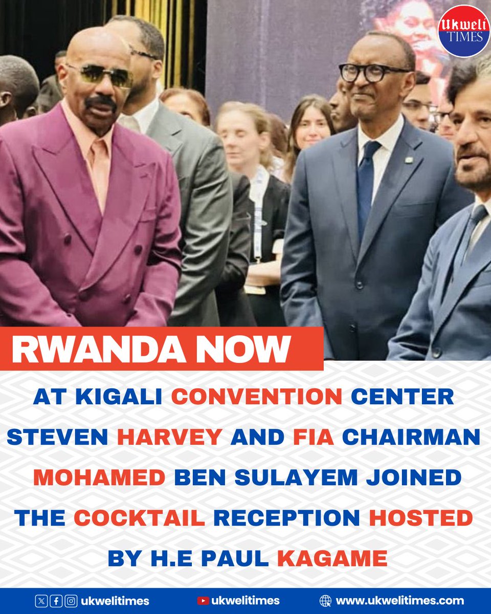 RWANDA NOW : American TV Host Steven Harvey <a href="/IAmSteveHarvey/">Steve Harvey</a> AND FIA chairman, Mohammed Ben Sulayem <a href="/fia/">FIA</a> joined COCKTAIL Reception HOSTED by H.E PRESIDENT Paul KAGAME <a href="/PaulKagame/">Paul Kagame</a> <a href="/UrugwiroVillage/">Presidency | Rwanda</a>