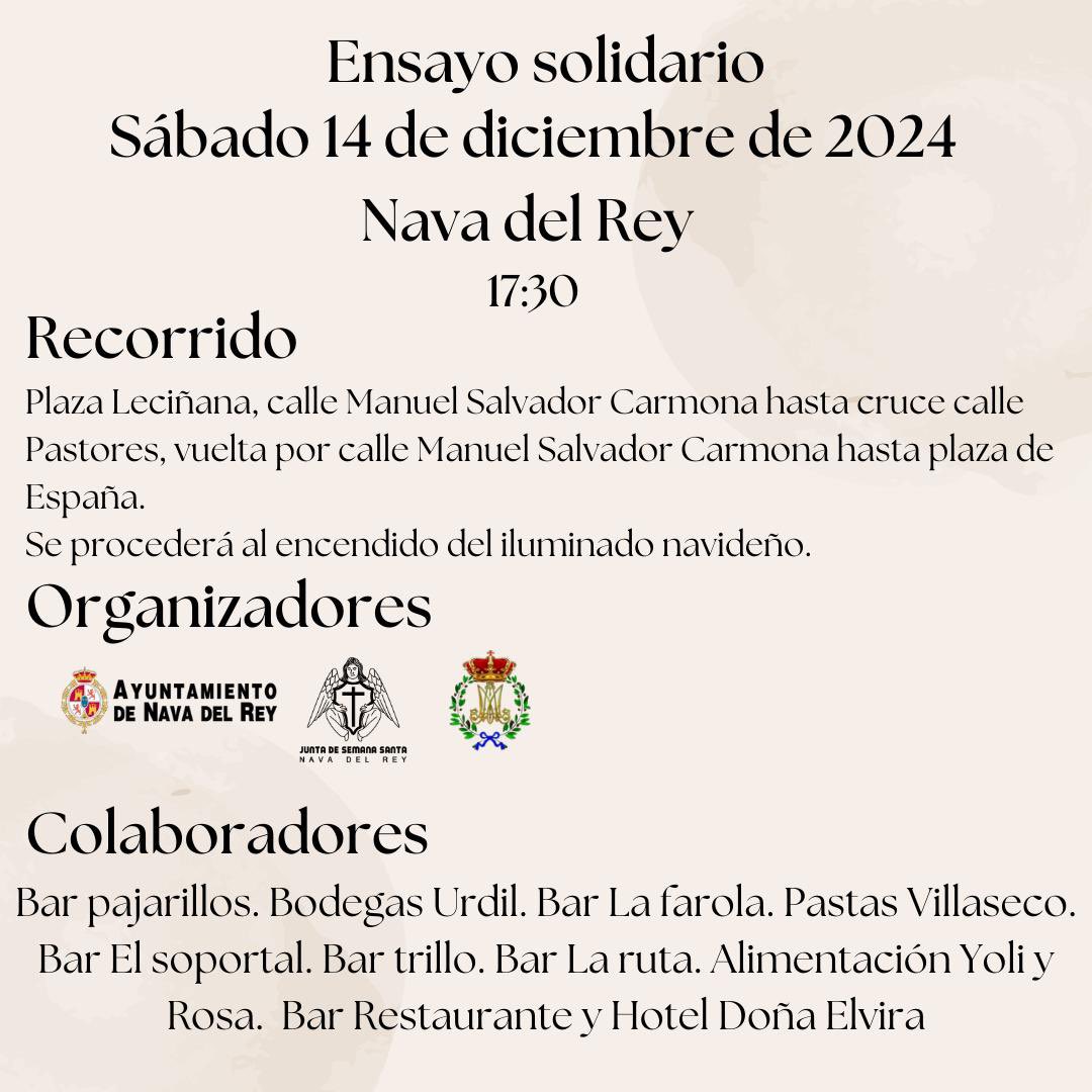 Ensayo solidario, sábado 14 de diciembre, desde las 17:30h 
@