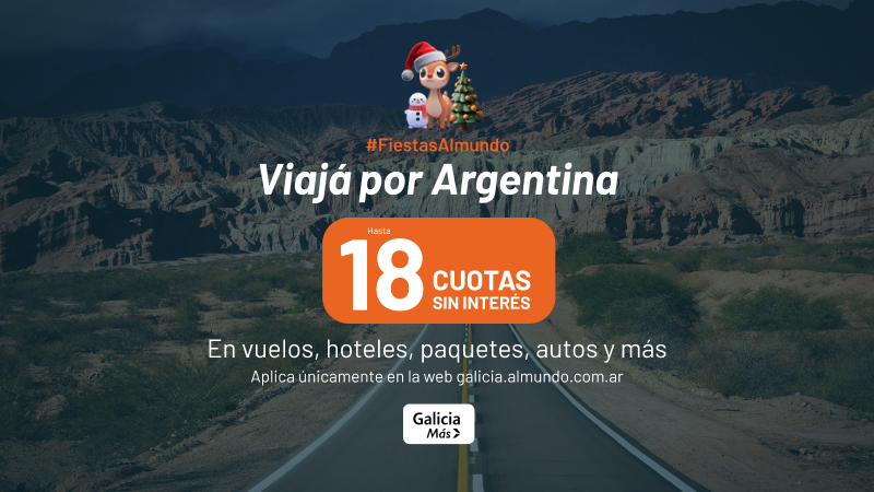 almundo_ar's tweet photo. 🇦🇷 Hasta 18 cuotas sin interés para que viajes por Argentina con Galicia Más Premium y Galicia Más

🔗https://t.co/ju1ghHGvlK

#FiestasAlmundo https://t.co/BwNjHRn83M
