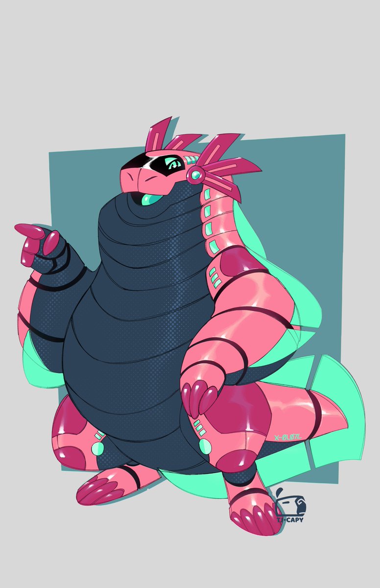 TJCapy's tweet photo. Meet X-0L07L! 🌸🦎
A keenly-curious visitor tasked to explore &amp; study the island's wild life and inhabitants. 

Was always interested in these synth species, so I wanted to try one~ https://t.co/GXt6B58djW