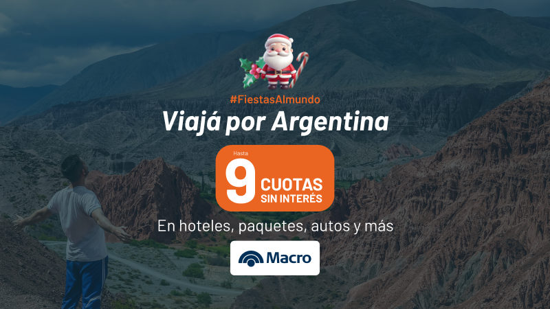 almundo_ar's tweet photo. 🇦🇷 Hasta 9 cuotas sin interés para que viajes por Argentina con Macro 

🔗https://t.co/0qTX2OqwSt

#FiestasAlmundo https://t.co/UyAjRFdTYN