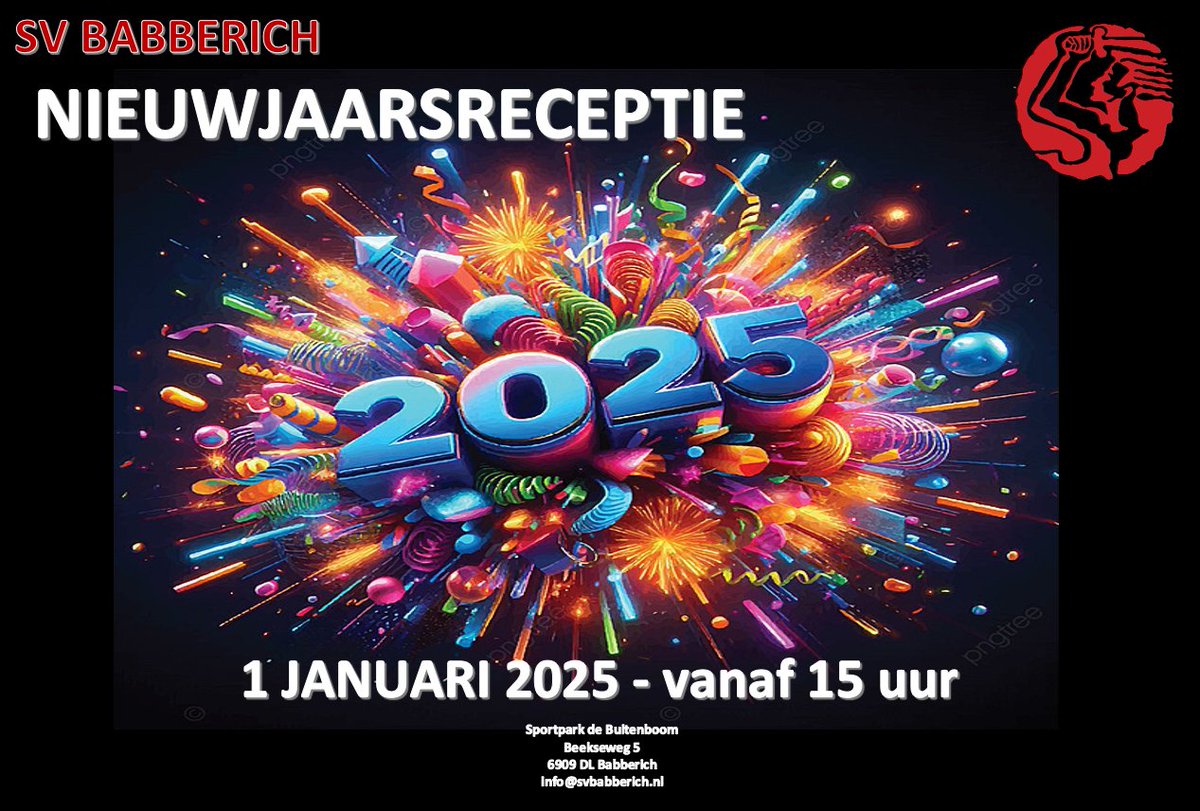 1 januari houdt <a href="/SVBABBERICH/">SV BABBERICH</a> haar jaarlijkse nieuwjaarsreceptie vanaf 15.00 uur in de kantine op sportpark De Buitenboom. Deze middag huldigen we twee gouden leden. Iedereen is van harte welkom om samen het nieuwe jaar in te luiden.