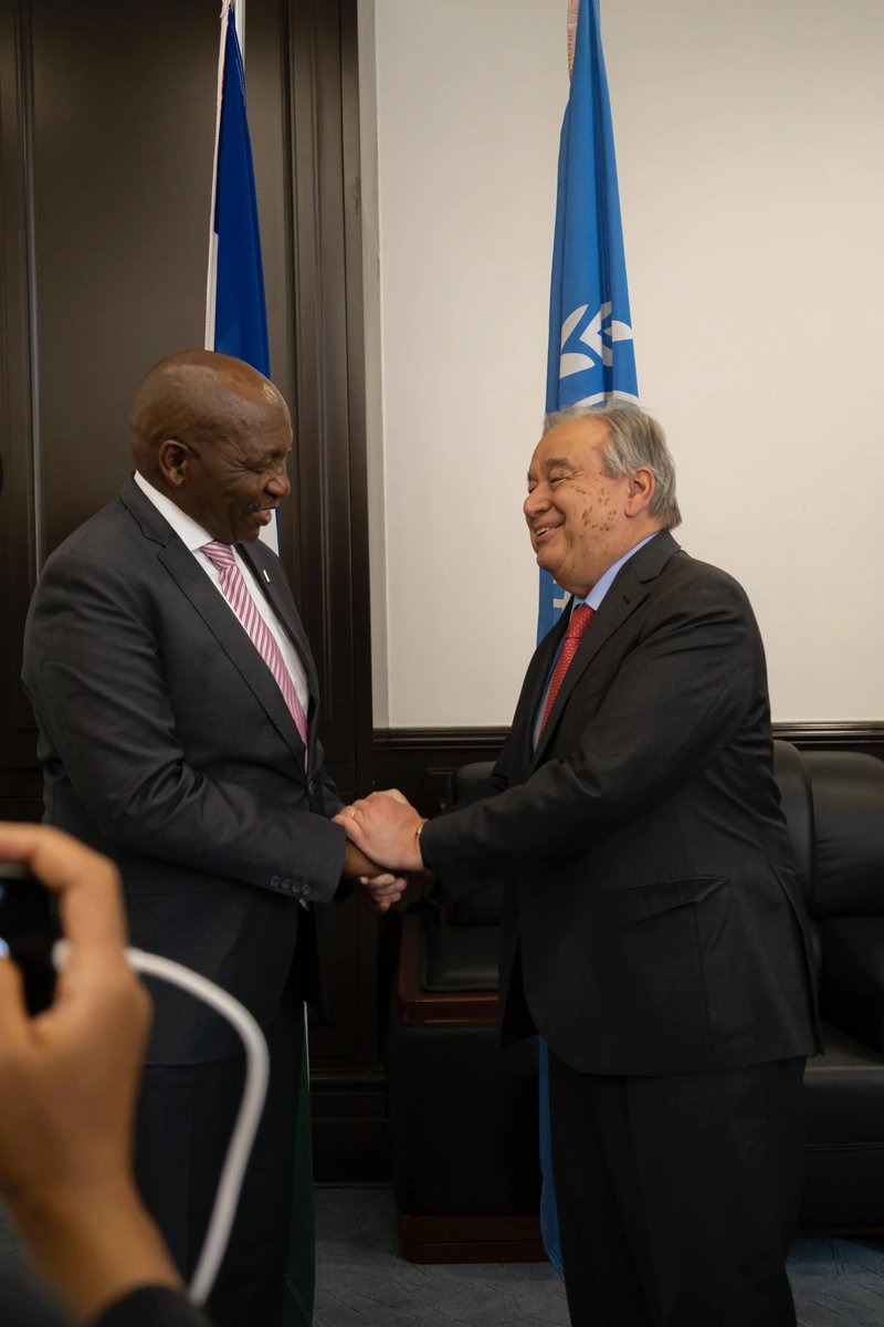 antonioguterres's tweet photo. Meeting with Prime Minister @MatekaneSam, I underscored how Lesotho, with its deep commitment to peace &amp; development, must have a voice in shaping the transformation of the multilateral system.

The Basotho people’s unity &amp; resilience is an inspiration – across Africa &amp; beyond. https://t.co/avWc2SIbGK