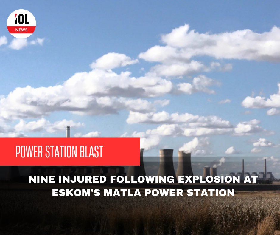 IOL's tweet photo. Nine people have been injured, one critically so, following an explosion at Matla Power Station Unit 6 on Thursday afternoon.
#news #exploition #eskom #powerstationblast #southafrica #mpumalanga
Read on
https://t.co/3VgjvsnEoA https://t.co/vEeKVcs5GI
