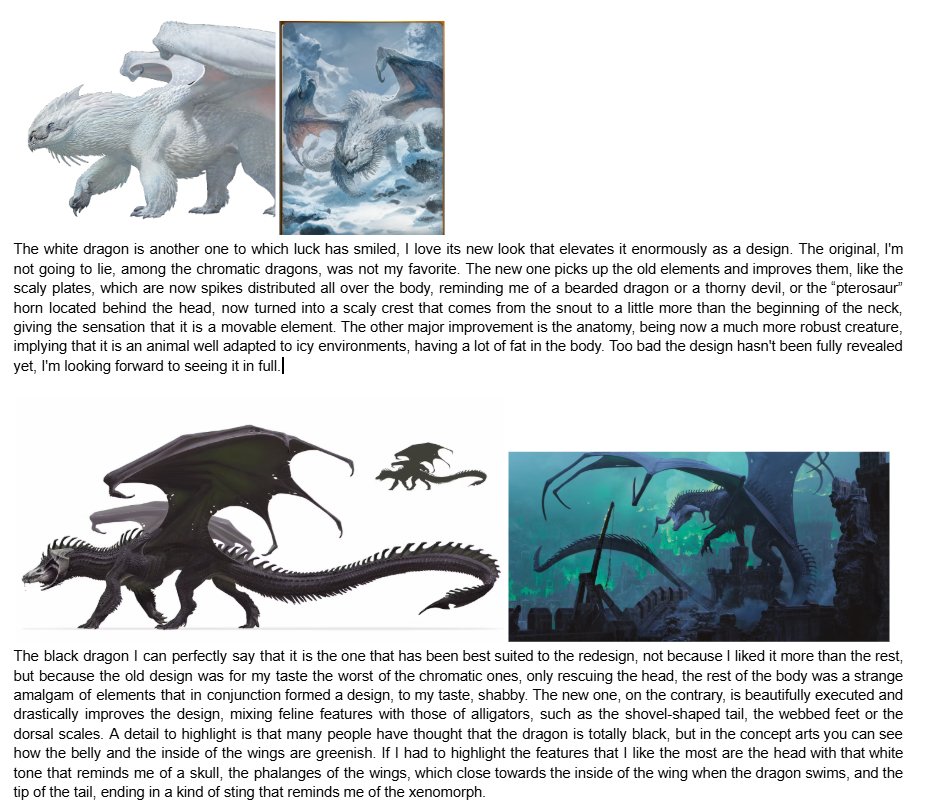 Gagaegral's tweet photo. Seeing these new designs and discussing them with people has encouraged me to put down my thoughts on the new dragons for D&amp;D 2024
Sorry if there is any grammatical error or something is not well understood, I do not speak English and this is translated 🫡 https://t.co/WpuYhTiMmZ