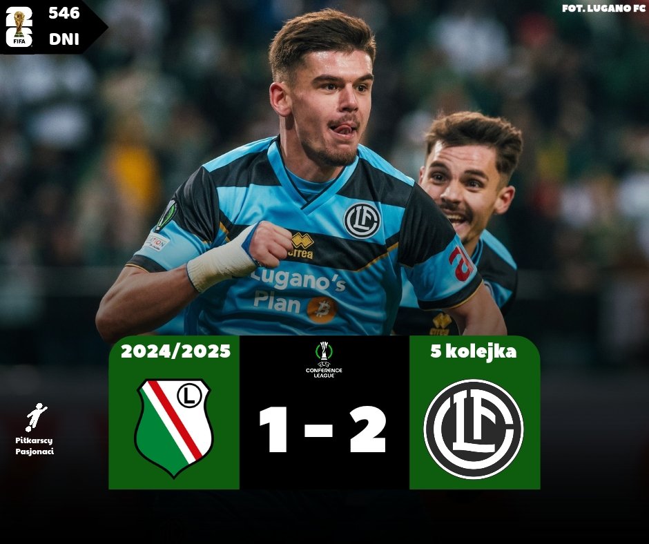 wofutbolu's tweet image. #LEGLUG

❗Pierwsze stracone gole i punkty, Legia ponosi pierwszą porażkę w LK, ulegając Lugano❗

🇵🇱 Legia Warszawa 1:2 Lugano 🇨🇭 

⚽ Ryoya Morishita 11'
⚽ Mattia Bottani 40'
⚽ Albian Hajdari 74'
🟥 Radovan Pankov 90+2'