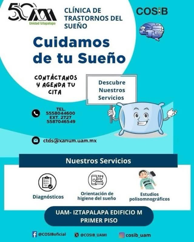 COSIB_UAMI's tweet photo. ¿Te cuesta dormir o te sientes cansado durante el día?
📅 Horarios de atención: 08:00 hrs - 16:00 hrs
🌟 ¡Invitamos a toda la comunidad estudiantil y población externa! Porque descansar bien es clave para rendir al máximo.
#SueñoSaludable #UAMI #EstudiantesUAM #DescansoReparador https://t.co/Vwz76HSv92