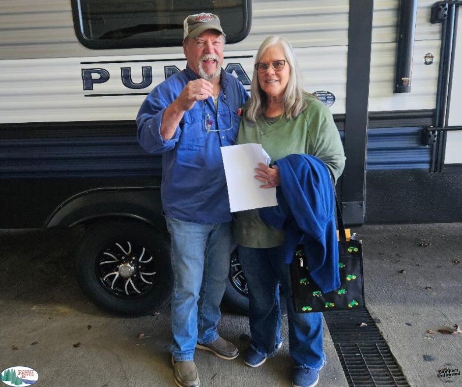 CampersUnlimitd's tweet photo. Congratulations to Morris Minton , Al. on your Puma by Forest River! Salesman Dale Yocum was happy to help this wonderful couple ! Thank you for shopping at our Gadsden location! Keys in hand and ready for fun! Let the good times roll! https://t.co/bwZdWu53l1