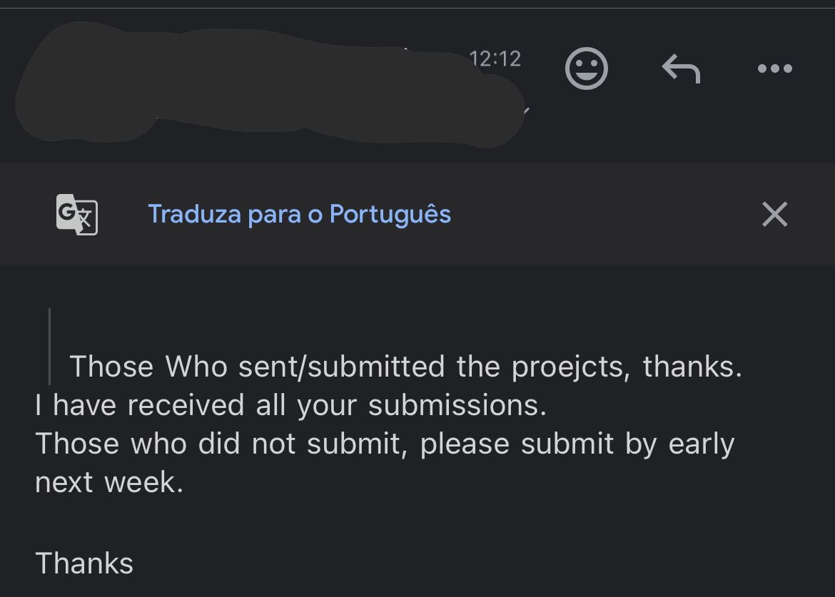 arthur_brga's tweet photo. Meu professor:

“Todos os projetos que eu recebi, eu recebi mesmo! Mas os que eu ainda não recebi, enviem até semana que vem!”

Eh cada coisa… https://t.co/qgAYqMSdhj