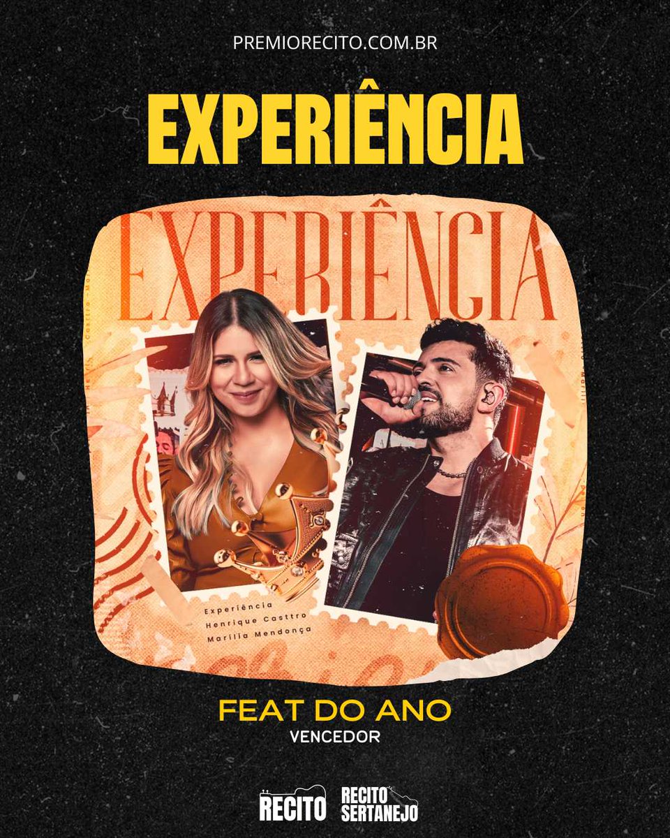 PremioRecito's tweet photo. "Experiência" de @HenriqueCasttro e @MariliaMReal é o Feat do Ano no Prêmio Recito Sertanejo 2024!

Uma colaboração emocionante que conquistou o coração dos fãs. Parabéns por essa parceria inesquecível! #PrêmioRecito #FeatDoAno #Experiência #HenriqueCastro #MaríliaMendonça https://t.co/3OvimbSQZo