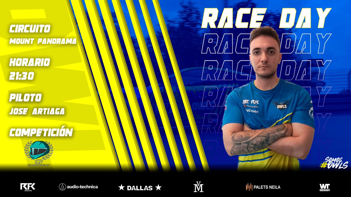 OWLS eSports 🦉🇪🇦 (@owlsesports_) on Twitter photo Llega a su fin <a href="/AgtChampionship/">AGT Championship</a> y nos vamos a jugarnos el campeonato junto con <a href="/Maniacs_eSports/">Maniac’s Revolution Club de e-Sports</a> y <a href="/ALNmotorsport/">ALN Alien MotorSport</a> 
Todo puede pasar en Mount Panorama y por eso "el agitador" <a href="/joseart19/">OWLS_JoseArt19</a> sale a pista dispuesto a todo! 💪
A partir de las 21:30 en Twitch.tv/agtchampionship
#SomosOWLS Llega a su fin <a href="/AgtChampionship/">AGT Championship</a> y nos vamos a jugarnos el campeonato junto con <a href="/Maniacs_eSports/">Maniac’s Revolution Club de e-Sports</a> y <a href="/ALNmotorsport/">ALN Alien MotorSport</a> 
Todo puede pasar en Mount Panorama y por eso "el agitador" <a href="/joseart19/">OWLS_JoseArt19</a> sale a pista dispuesto a todo! 💪
A partir de las 21:30 en Twitch.tv/agtchampionship
#SomosOWLS