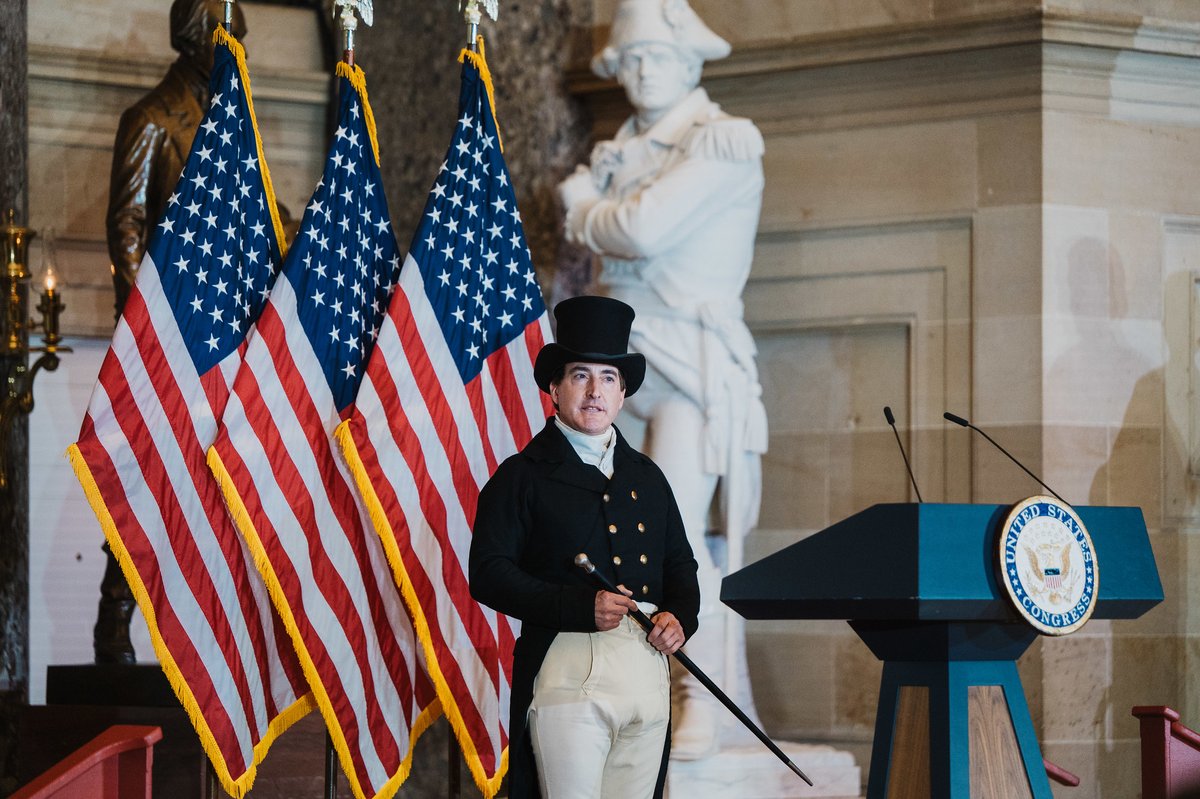 FrenchAmbUS's tweet photo. Two centuries after he became the first foreign dignitary to address a joint session of Congress, the Marquis de Lafayette returned to Capitol Hill for a commemorative ceremony. https://t.co/4L8ZEfc5MK