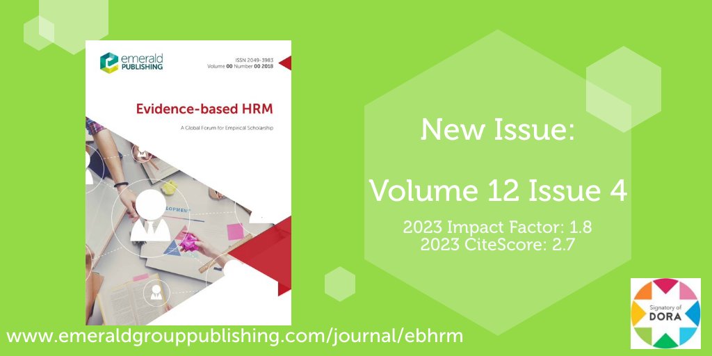 📢 Evidence-based HRM presents their new issue: Volume 12 Issue 4. Now available to access on Emerald Insight: bit.ly/41lfJAe