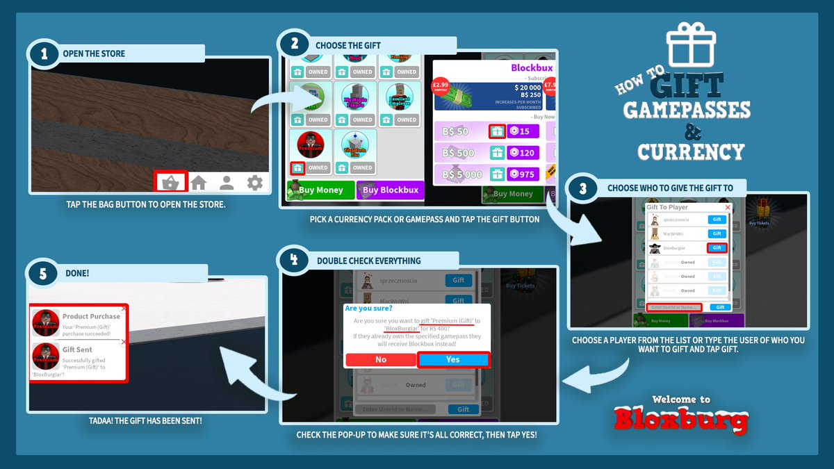 Hej Bloxburgers! 
Today’s a big day! Not only is Batch 3 finally here—time to grab that choochoo-train—but we’re also introducing an exciting new feature: Gifting gamepasses and currency packs!
Check out this quick tutorial to learn how it works. Time to share the fun! 🎁✨