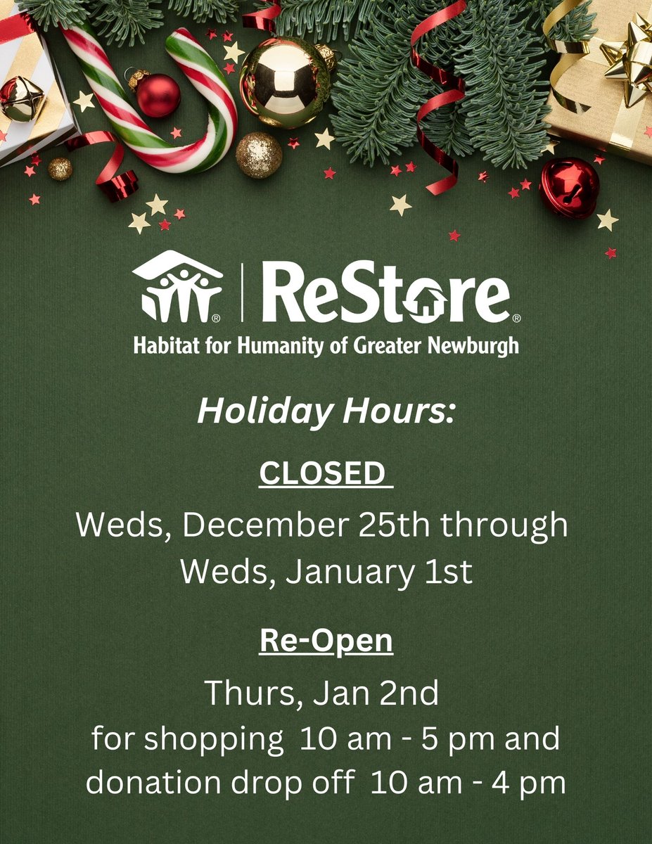 NewburghReStore's tweet photo. Please note our upcoming holiday hours - https://t.co/R0xyKO3kCw