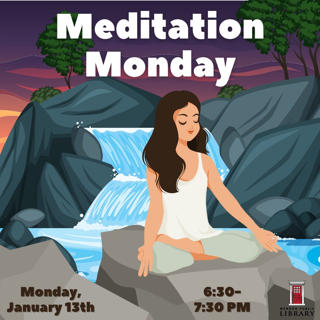 You won't have to be a master to experience this ancient art by having someone guide you through the process. You'll learn what meditation really is and the effects it can have on the body. 
Register: calendar.libraryweb.org/event/13210845

#mpl #mendonpubliclibrary #hfl #honeoyefalls #mendonny