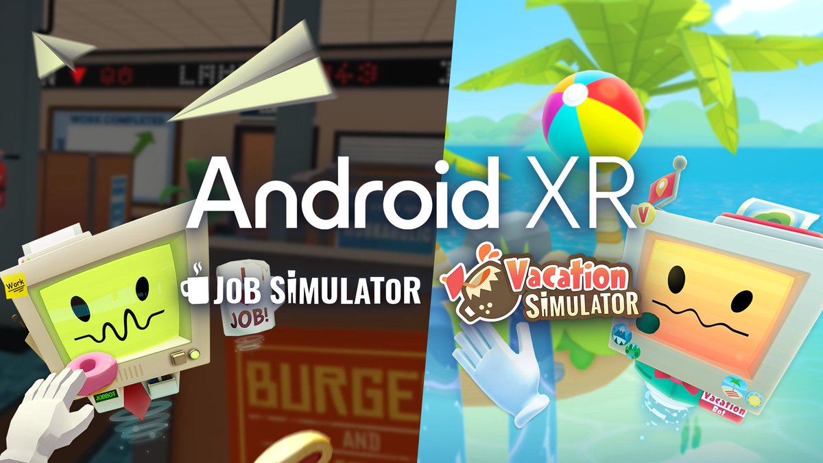 Owlchemy Labs (@owlchemylabs) on Twitter photo We're committed to VR for everyone and that continues today, as we are proud to announce Job and Vacation Simulator will receive Android XR support.
Android XR supports immersive Augmented and Virtual Reality experiences developed on XR devices and we're excited to be a part of We're committed to VR for everyone and that continues today, as we are proud to announce Job and Vacation Simulator will receive Android XR support.
Android XR supports immersive Augmented and Virtual Reality experiences developed on XR devices and we're excited to be a part of