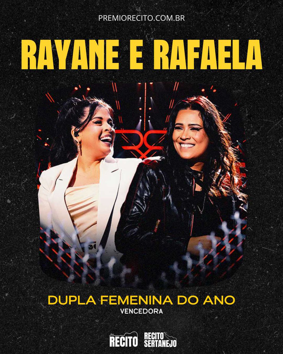 PremioRecito's tweet photo. @rayaneerafaela são a Dupla Feminina do Ano no Prêmio Recito Sertanejo 2024!  

Com vozes poderosas e uma sintonia única, elas continuam conquistando corações e deixando sua marca no sertanejo. Parabéns pela conquista, Rayane e Rafaela! 
#PrêmioRecito #RayaneERafaela #Sertanejo https://t.co/YbHenaEVrW
