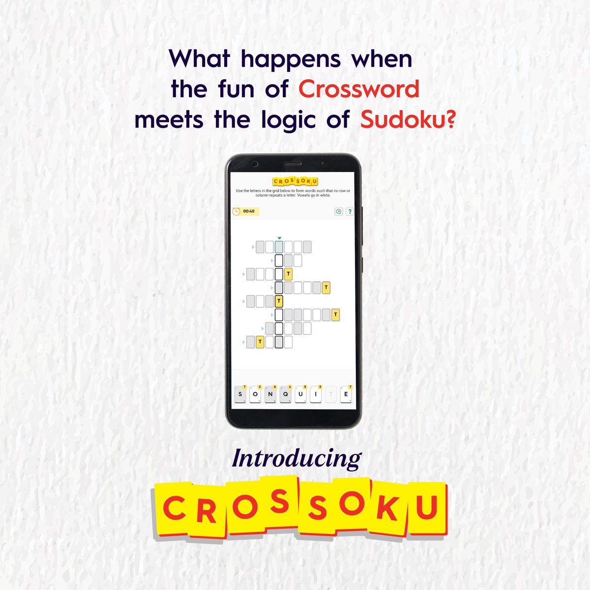 Crossoku's tweet image. Presenting to you, your newest obsession. 🤩
Meet Crossoku—a game that tests both, your logic and your vocab.
Race against the clock and compete with Word Nerds all over the world to solve today’s puzzle on Crossoku.com ✨

#crossword #wordgames #sudoku #crossoku