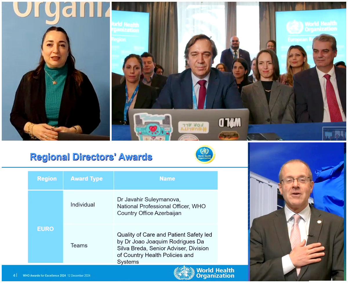hans_kluge's tweet photo. Today, we at @WHO_Europe joined our wider @WHO family in coming together as #OneWHO to recognize several colleagues for their exceptional dedication, hard work and achievements in making 2024 an impactful year for our organization.
It was my great pleasure as WHO/Europe Regional Director to present Awards of Excellence to
▶️Dr Javahir Suleymanova, National Professional Officer at @WHOAzerbaijan and
▶️Our team at WHO/Europe's Office of Quality of Care and Patient Safety based in Athens, led by Dr @JoaoBreda2.
1/