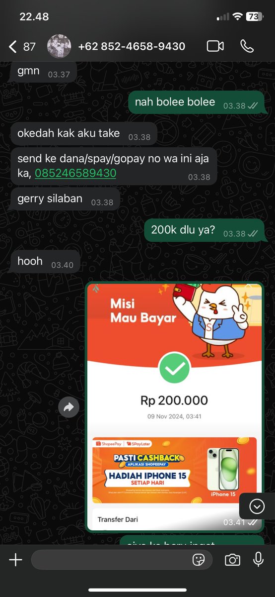 pengenduyen's tweet photo. HATI” PENIPUAN/SCAM!!!

Buat yang mau joki hati” sama akun ini ya atas nama Gerry Silaban, nama di shopeeny terdaftar Ahmad… gatau namany yang bener siapa, scam udh bayar lunas 600k yang janjiny kelar hitungan hari tapi udah hampir sebulan ga ad kejelasan https://t.co/vylyEcaKIH