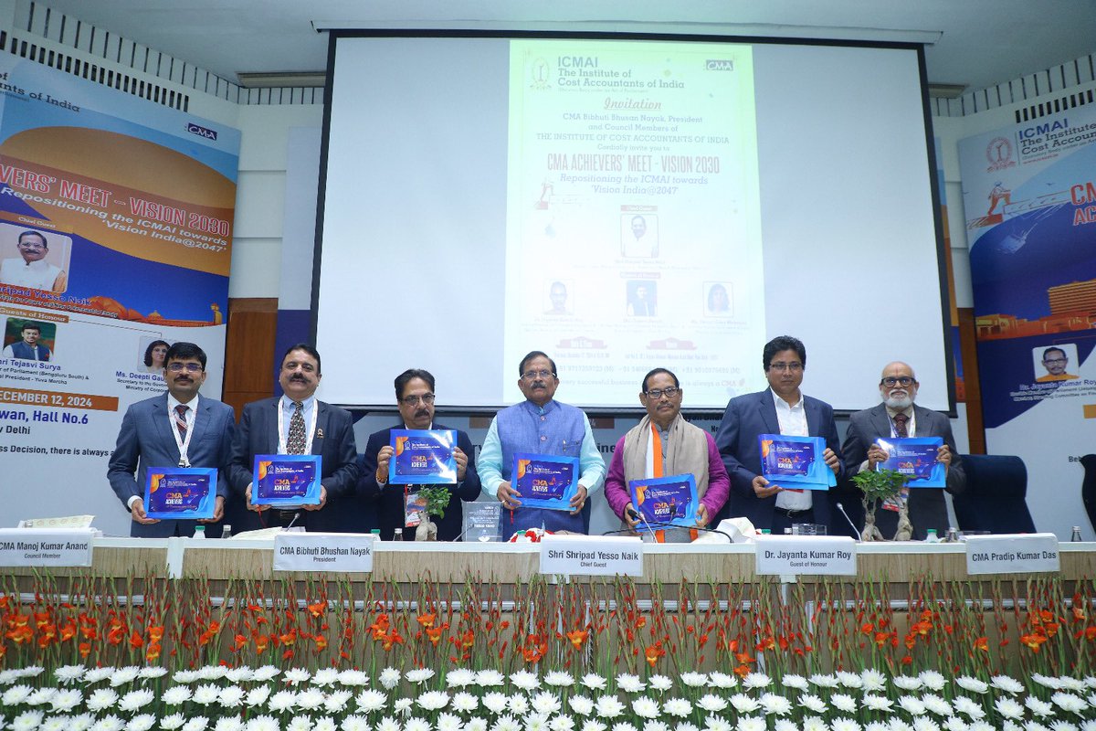shripadynaik's tweet photo. Addressed the esteemed fraternity of cost accountants at the CMA Achiever’s Meet - Vision 2030 at Vigyan Bhavan. Encouraged CMAs to actively contribute towards achieving the $5 trillion economy goal and to expand their role beyond financial reporting to drive holistic growth.

@ICMAICMA