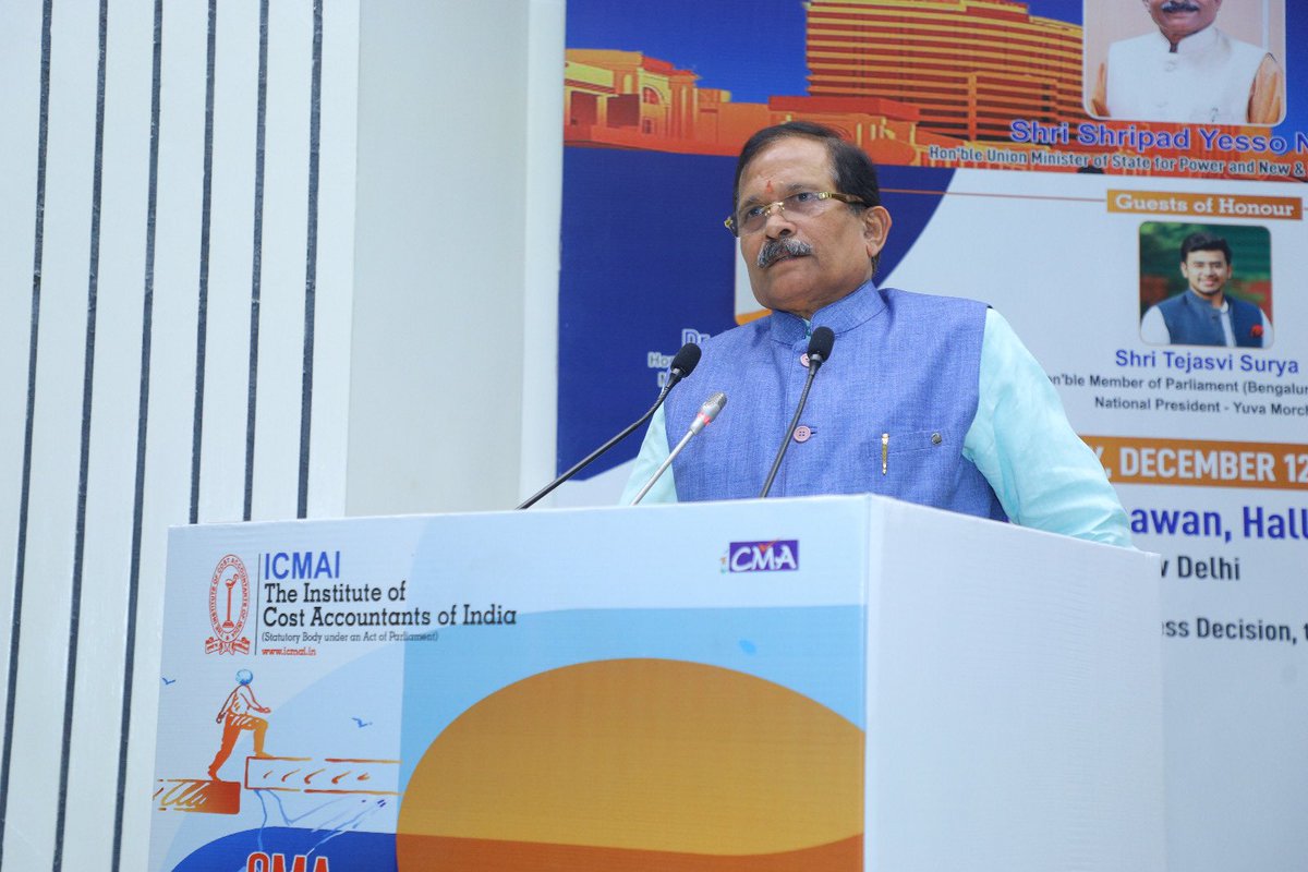 shripadynaik's tweet photo. Addressed the esteemed fraternity of cost accountants at the CMA Achiever’s Meet - Vision 2030 at Vigyan Bhavan. Encouraged CMAs to actively contribute towards achieving the $5 trillion economy goal and to expand their role beyond financial reporting to drive holistic growth.

@ICMAICMA