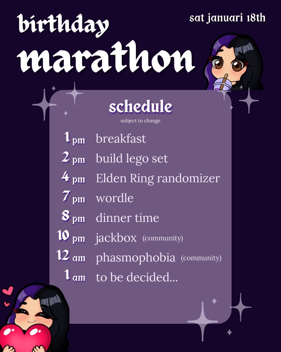 MY BIRTHDAY IS COMING UP (in a month) and I'm gonna do a stream marathon!!! you better be there 😎 twitch.tv/yenntl <33333