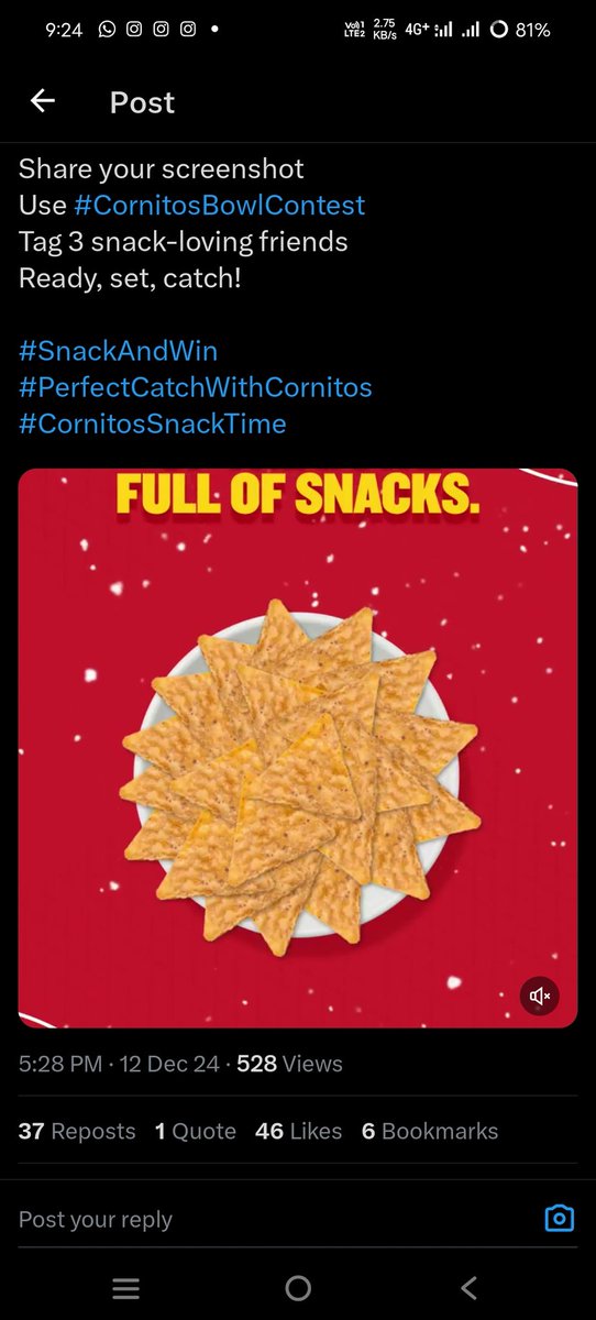 Rambabu0123456's tweet photo. Thank you ๐๐ป @cornitos ๐ for this awesome giveaway๐คฉ
Biggest hope to win ๐ฅณ๐ค๐ป
Join friends โฃ๏ธ๐๐ป
@dilipjain077
@_Yashhhh__
@anshu674230
@ArpitGa95350787
@PrabhakarRoy07
@banty661997
#CornitosBowlContest #SnackAndWin #PerfectCatchWithCornitos #CornitosSnackTime https://t.co/KuwtMYZxdp