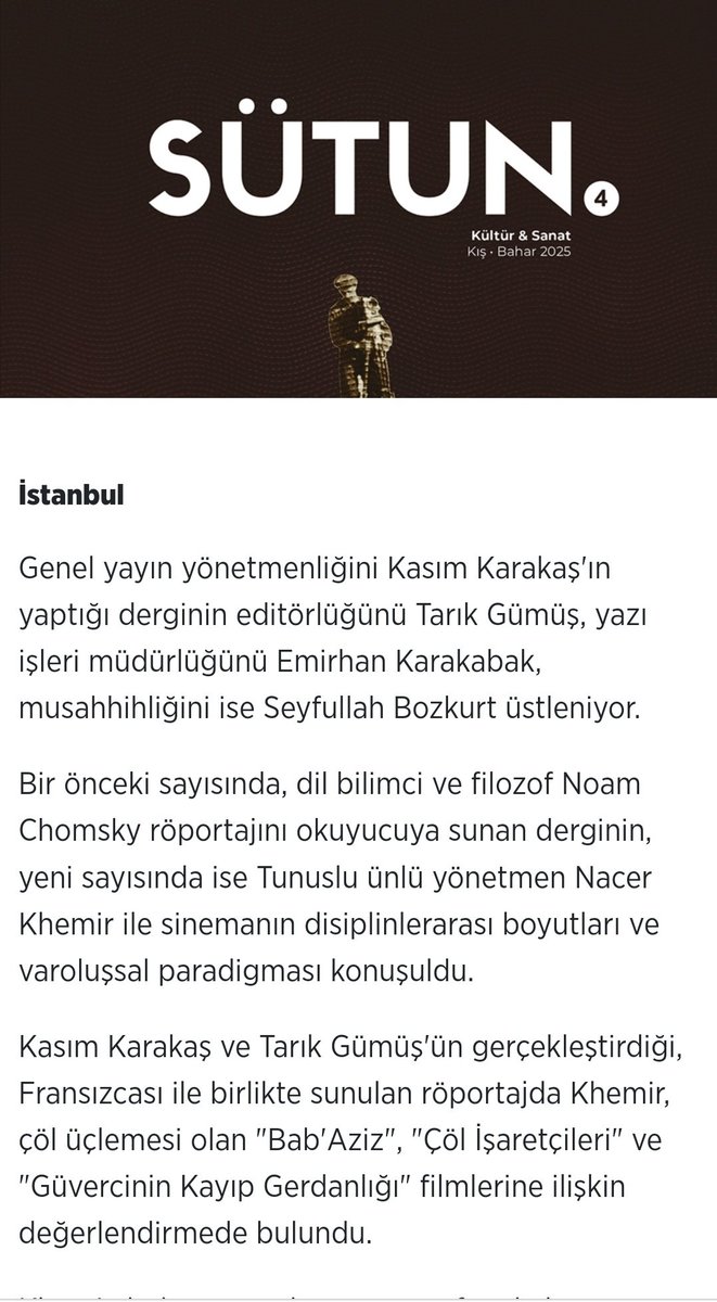Anadolu ajansı'nın dergimizin 4. sayısı ile ilgili haberi...

aa.com.tr/tr/kultur/sutu…