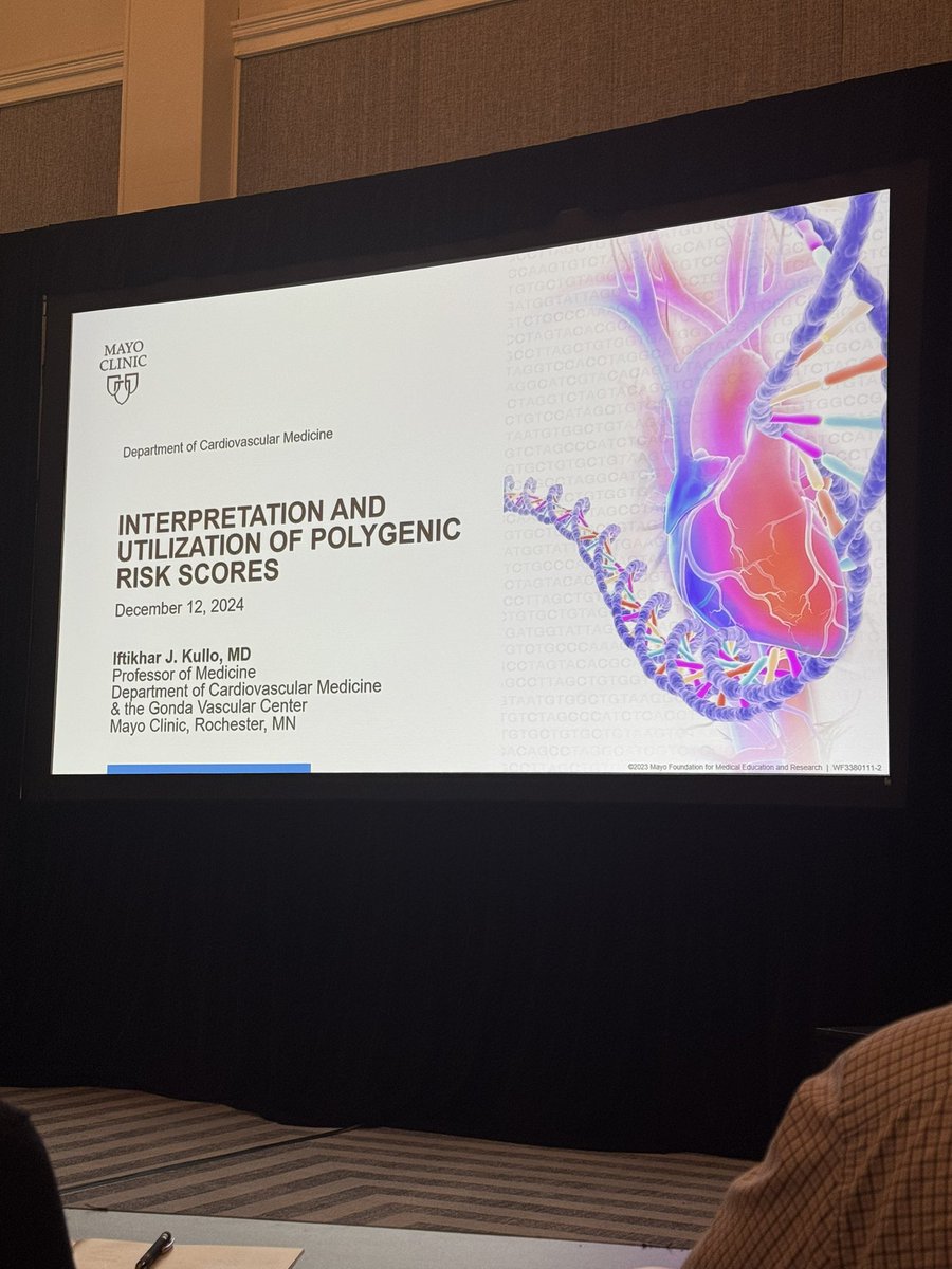 <a href="/iftikhar_kullo/">Iftikhar J. Kullo</a> is now sharing insights on the interpretation and utilization of polygenic risk scores in clinical practice, helping attendees learn how these scores are transforming personalized medicine. <a href="/MayoClinic/">Mayo Clinic</a> <a href="/MayoClinicCV/">Mayo Clinic CV</a> #CardioGenetics #HeartHealth #GHRC #genetics