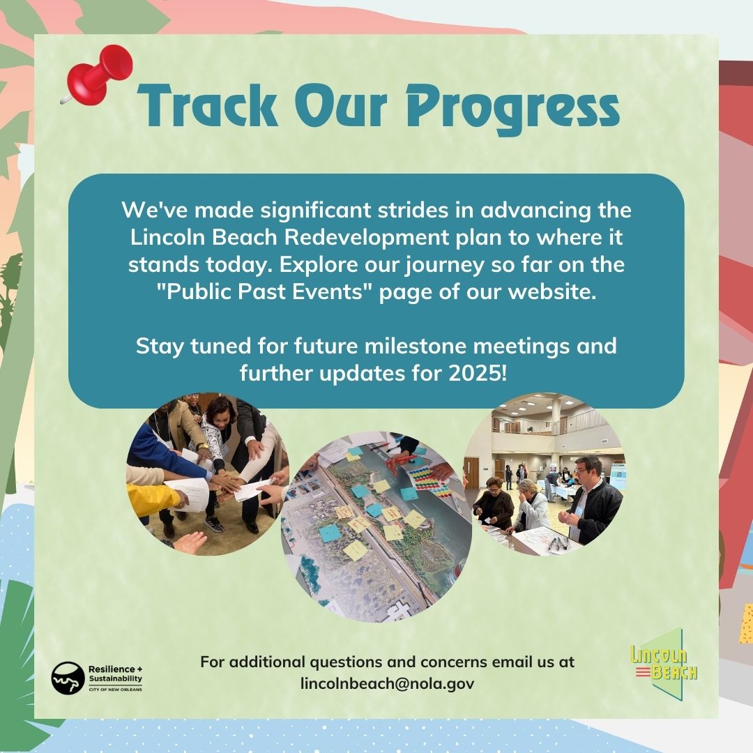 The Lincoln Beach redevelopment is a team effort, and we’ve made huge strides in 2024! 🏖️ Excited to keep the momentum going in 2025—stay tuned for updates and subscribe to our website for all the latest! 💻📲

#LincolnBeach #NewOrleansBeach #Redevelopment