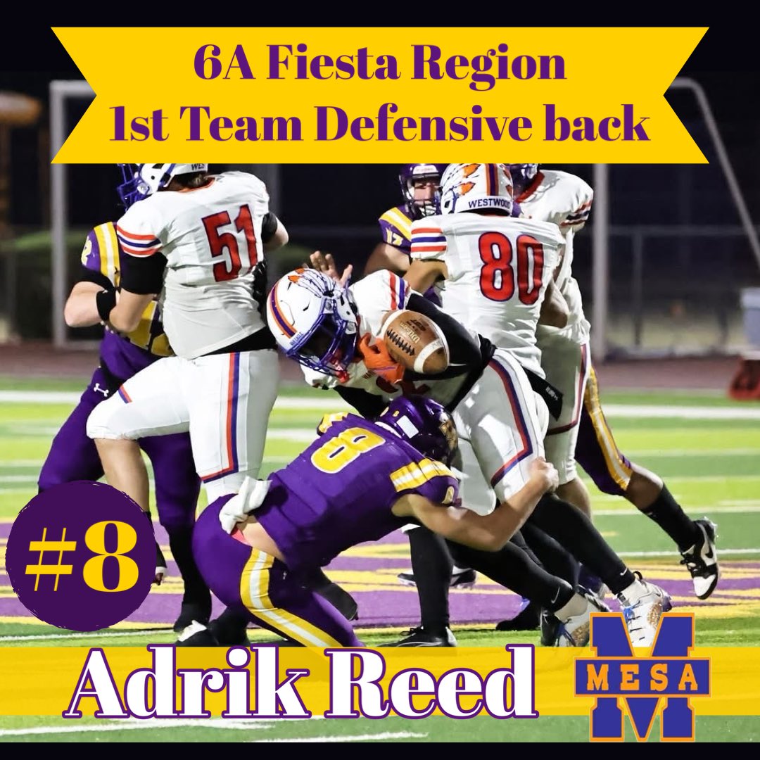 Adrik was the only player to be named on both the first team offense and first team defense for the region. He had 35 tackles 2 forced fumbles and an interception while also playing quarterback. We are excited to see his future at the next level. #BAM #CarryOn #WeAreMesa