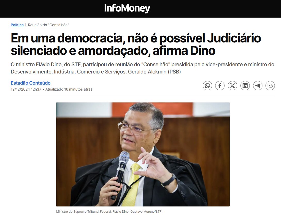 dawersonn's tweet photo. Segundo Flávio Dino, aquele que apagou as câmeras do 8 de Janeiro, o Judiciário não pode ser silenciado e amordaçado.

Só a Direita.

E o povo.
. https://t.co/osy5pdPyrw