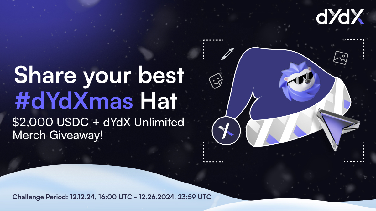 arcus_xyz's tweet photo. Celebrate Christmas with dYdX to win a share of $2,000 $USDC and an exclusive #dYdXUnlimited merch box!

To enter:
🔹 Retweet &amp; follow @dYdX
🔹 Design your best dYdX Christmas Hat and share it using #dYdXmas
🔹 Fill in the form

T&amp;Cs apply ➡️ https://t.co/cwKof4zhBD https://t.co/KjE4B4wlSo