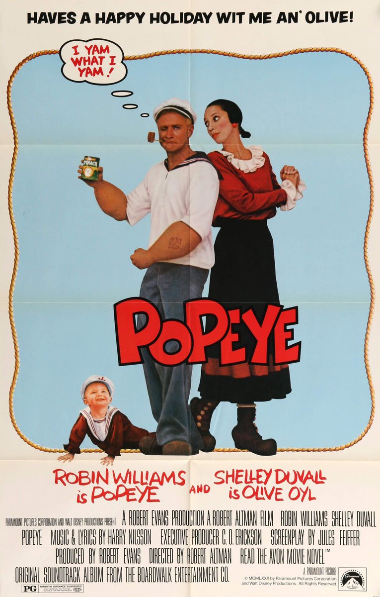 Yrs_Ago_Today's tweet photo. 44 Years ago today
12/12/1980
The movie Popeye starring Robin Williams and Shelly Duvall was released.
#Popeye https://t.co/AMT5kTS6nb