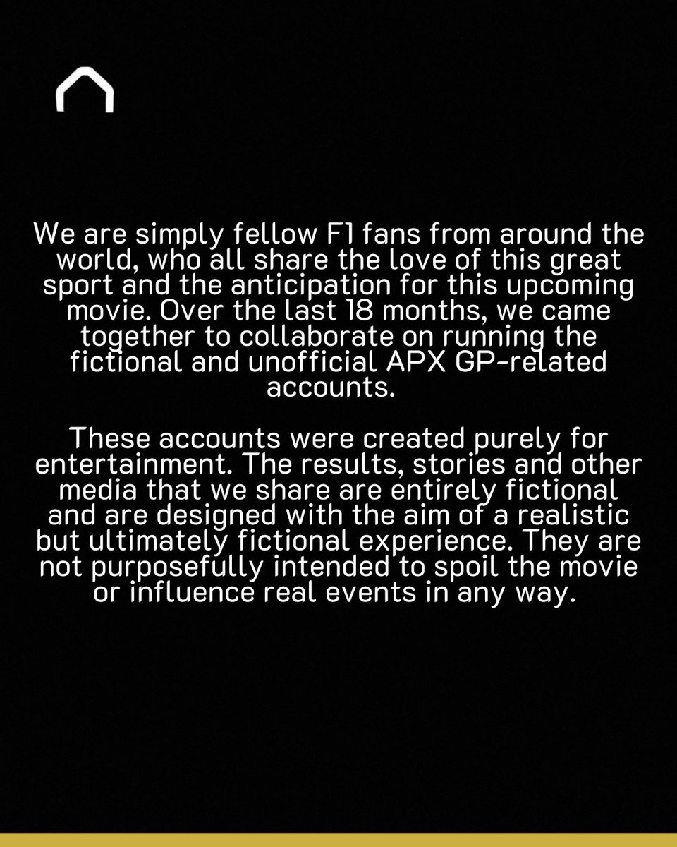 APXgpF1Team's tweet photo. Team statement

#F1 #Formula1 #APXGP #F1Movie https://t.co/1RFNEVAVxo