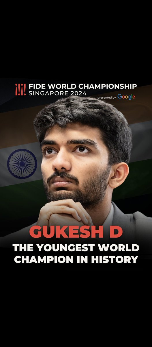 glocal_updates's tweet photo. Gukesh is the youngest world champion 🇮🇳🔥🔥.  #Magnus #GukeshDing #Gukesh https://t.co/7JK7O9xbzW