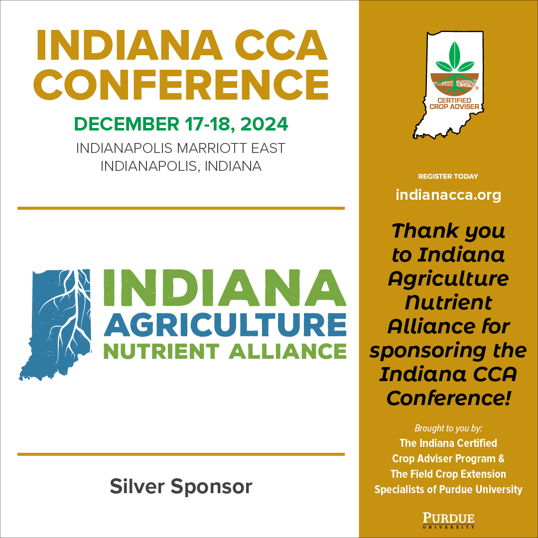 IndianaCCA's tweet image. Thank you to Indiana Agriculture Nutrient Alliance for sponsoring the 2024 Indiana CCA Conference. To learn more about the 2024 Indiana CCA Conference sponsors, please visit: indianacca.org/Conference/Spo… #InCCA2024 #IndianaCCA #CertifiedCropAdvisers