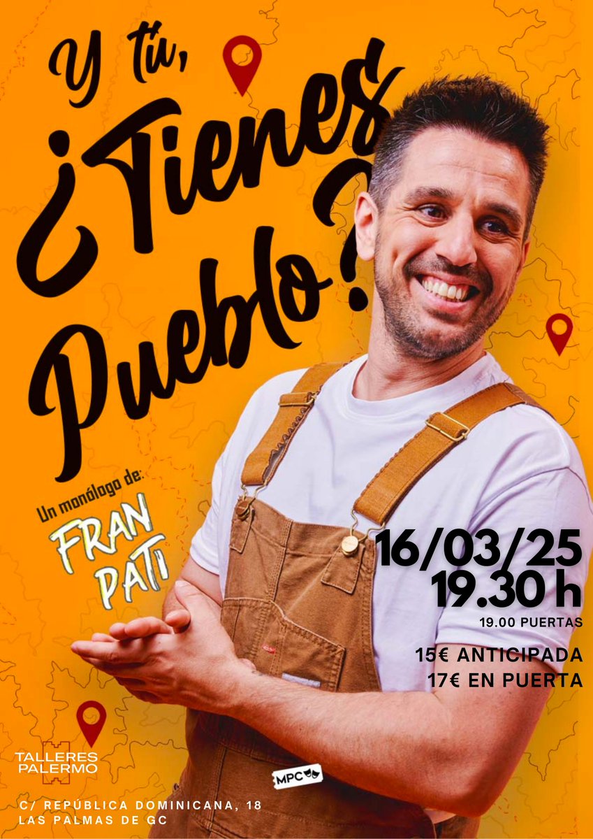 🏝️ ¡El pueblo viaja a las islas con <a href="/FranPatiComedy/">Fran Pati</a>!

¿Creciste en una zona rural? ¿Siempre quisiste tener un pueblo? ¡Ambas respuestas son correctas y el show de Fran es para ti! 💥

📅 16/03 · 19:30h · Talleres Palermo 

🎟️ Entradas en tallerespalermo.es/proximo-evento…