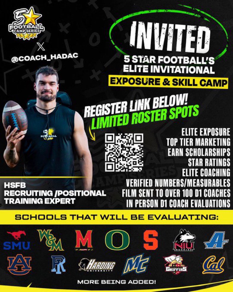 Kingston9153's tweet photo. Happy to of received my Invite to the 5 Star elite invitational Camp thank you @coach_hadac @5StarFBRecruits for the invitation. https://t.co/JSOJpT4ObA