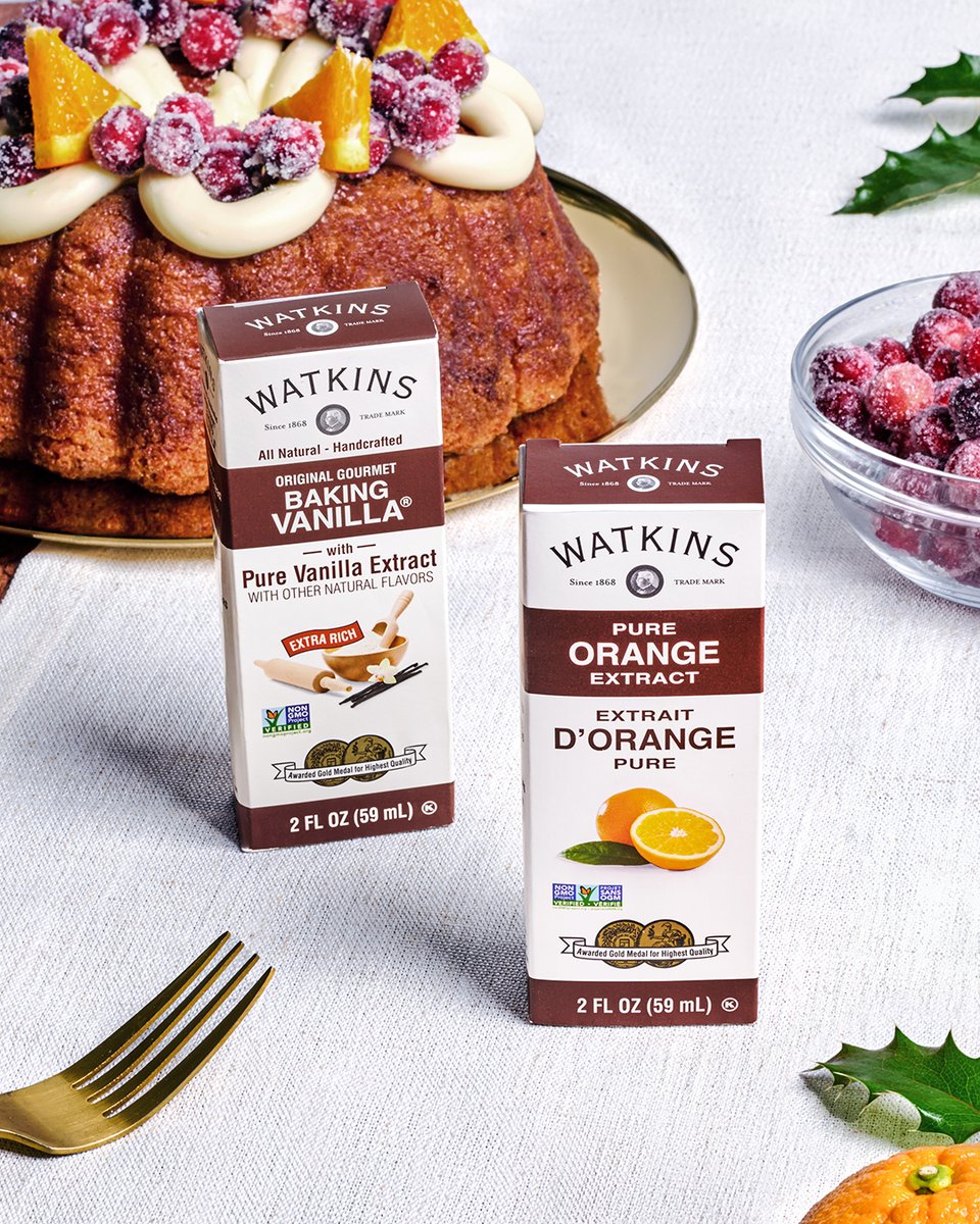 The key to an extra flavorful bundt cake? Watkins All Natural Original Gourmet Baking Vanilla and Pure Orange Extract!

#watkins1868 #watkins #baking #holidaybaking #bakingvanilla #orangeextract