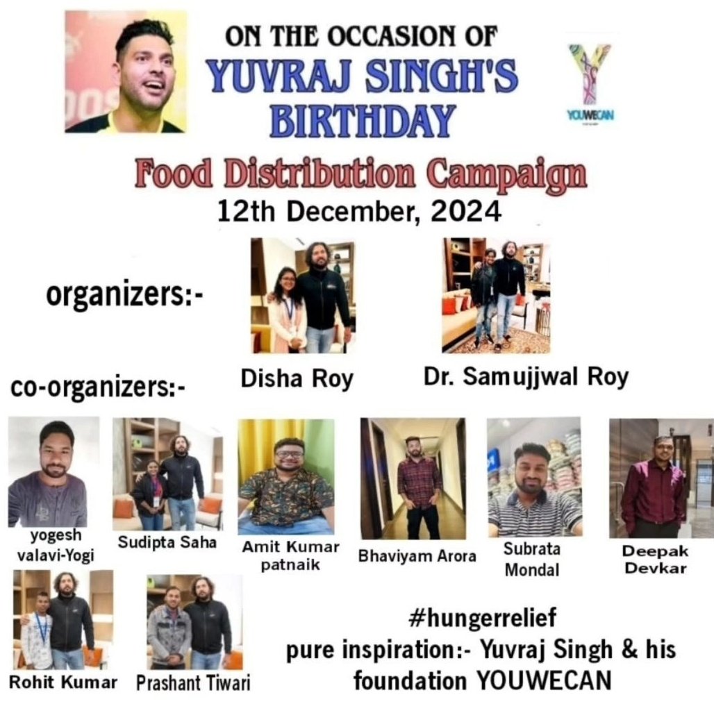 rohit_yuvi2512's tweet photo. On the Occasion of @YUVSTRONG12 #YuvrajSingh #birthday Finally the Kolkata Yuvians Teams Celebration🎉🎊 successfully done. Happy to share that Our Hunger Relief Campaign completed👌💯 and feeding the food🍲 to Needy People. Thanks so much my inspiration man #Yuvipaa &amp; @YOUWECAN https://t.co/sCGBEaRfuW