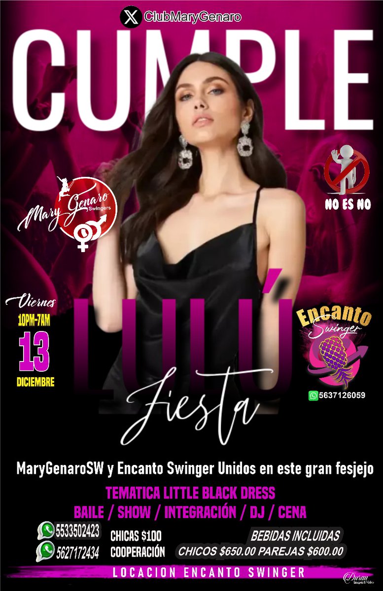 ClubMaryGenaro's tweet photo. FELICIDADES LULÚ, VIERNES 13 Y SÁBADO 14, AMBOS DIAS 10PM

EVENTO ESPECIAL

MaryGenaroSW y Encanto Swinger FESTEJANDO A NUESTRA ANFITRIONA CONSENTIDA 

5533592423 WhatsApp o llamada para información 

@ClubEncantoSw 
@marygenarosw https://t.co/wLFPFvZ8W9